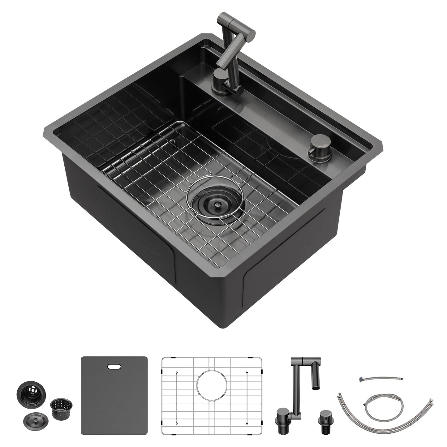 Talllor Rv Sink 18"x18"x9" Black Bar Sink Undermount Stainless Steel Single Bowl Rv Hidden Sink With Faucet Small Kitchen Sink Folding Sink For Small Space,TLRV-0038