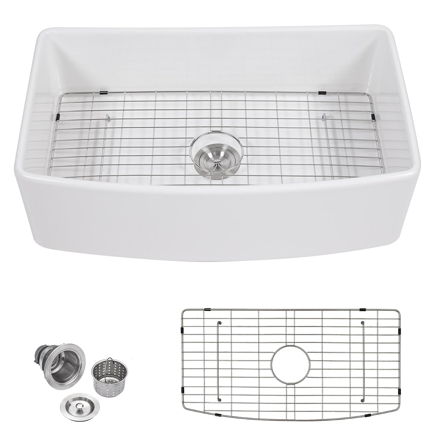 Talllor Fireclay Farmhouse Sink 33 Inch White Farmhouse Sink Apron Front Sink Country Style Barn Kitchen Sink Farmers Sink Porcelain Farm House Sink,20"x33"x10",TLAC-0040