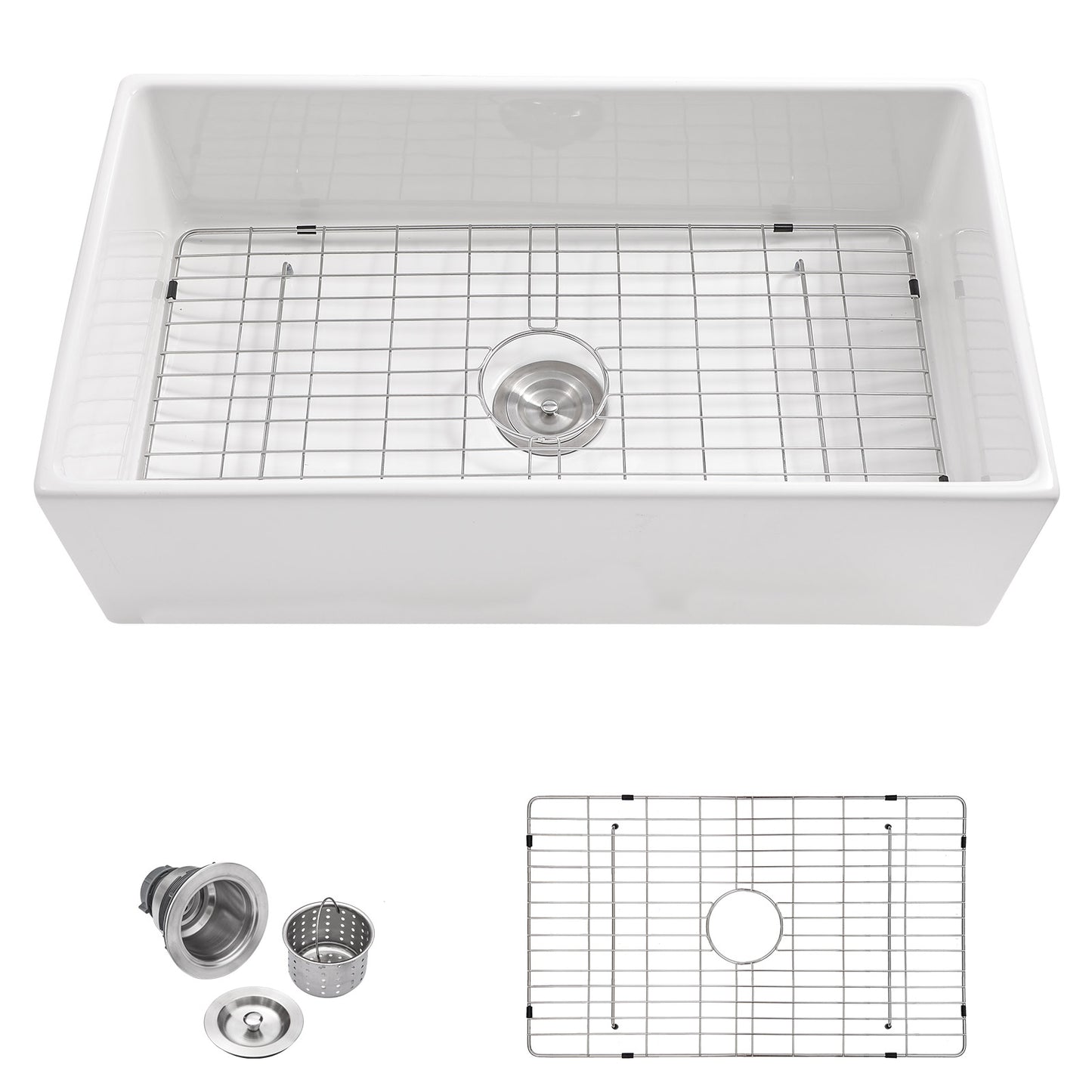 Talllor Fireclay Farmhouse Sink 33 Inch White Farmhouse Sink Apron Front Sink Country Style Barn Kitchen Sink Farmers Sink Porcelain Farm House Sink,18"x33"x10",TLAC-0046