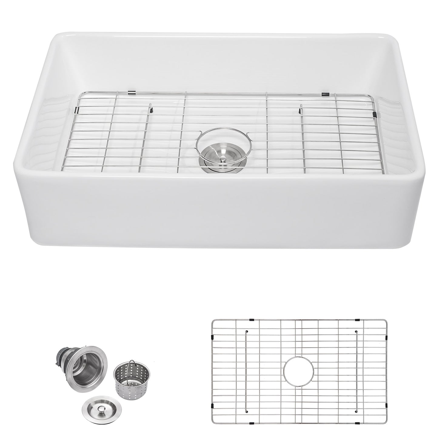 Talllor Fireclay Farmhouse Sink 33 Inch White Farmhouse Sink Apron Front Sink Country Style Barn Kitchen Sink Farmers Sink Porcelain Farm House Sink,20"x33"x9",TLAC-0035