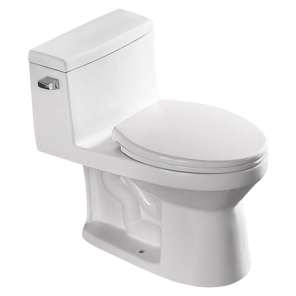 Talllor One Piece Toilet 1.28 GPF Left Flush 12" Rough-In ADA Height 16.5" Comfort Chair Seat White Toilet Tempoii TLMTC-0030
