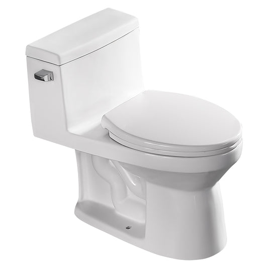 Talllor One Piece Toilet 1.28 GPF Left Flush 12" Rough-In ADA Height 16.5" Comfort Chair Seat White Toilet Tempoii TLMTC-0030