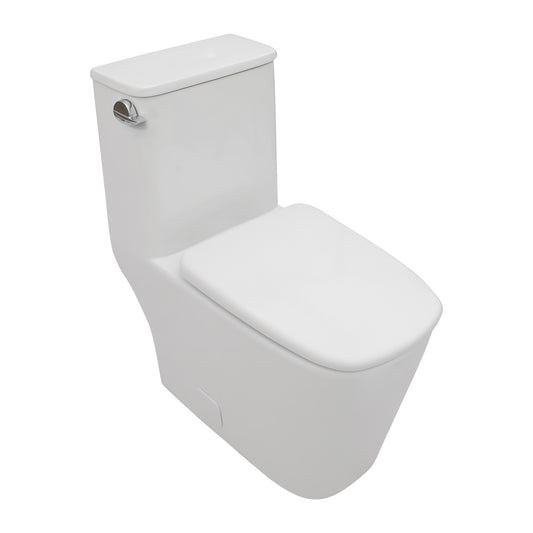 Talllor Side Lever One-Piece Toilet Tempoii TLMTC-0020 Comfort ADA Height 17 1/2 Inches Efficient Single Flush 1.28 GPF Quiet Soft Close Toilet Seat 12-Inch Rough-In White Toilets, 14"x27.2"x30.5"