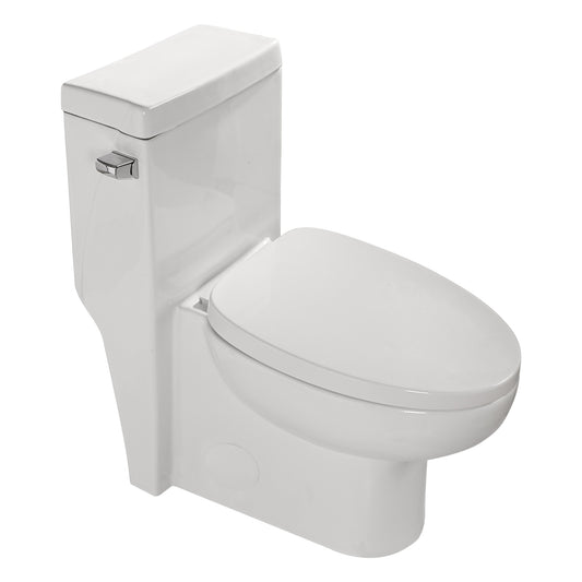 Talllor Side Lever One-Piece Toilet Tempoii TLMTC-0022 Soft Close Toilet Seat Single Flush Efficient 1.28 GPF 12-Inch Rough-In White Comfort Height 15 9/16 Inches ADA Toilet, 14.5"x27.5"x29.25"