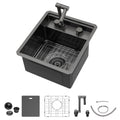 Talllor Rv Sink 15"x18"x9" Black Bar Sink Undermount Stainless Steel Single Bowl Rv Hidden Sink With Faucet Small Kitchen Sink Folding Sink For Small Space,TLRV-0036