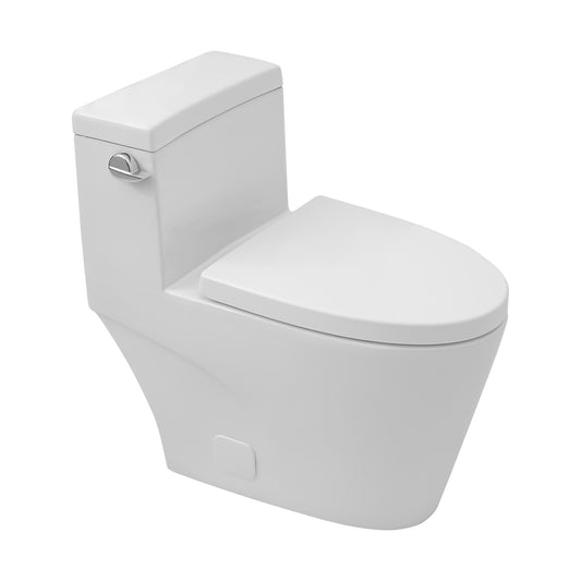 Talllor Side Lever One-Piece Toilet Tempoii TLMTC-0016 Comfort ADA Height 17 3/10 Inch Efficient Single Flush 1.28 GPF Quiet Soft Close Toilet Seat 12-Inch Rough-In Sleek White Toilets,15.6"x28"x28"