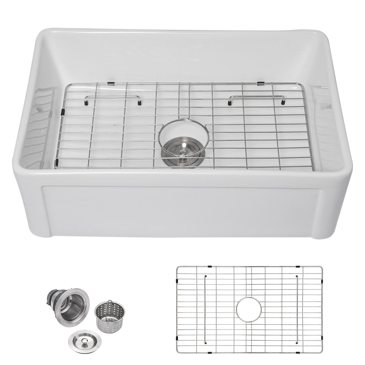 Talllor Fireclay Farmhouse Sink 30 Inch White Farmhouse Sink Apron Front Sink Country Style Barn Kitchen Sink Farmers Sink Porcelain Farm House Sink,20"x30"x10",TLAC-0032