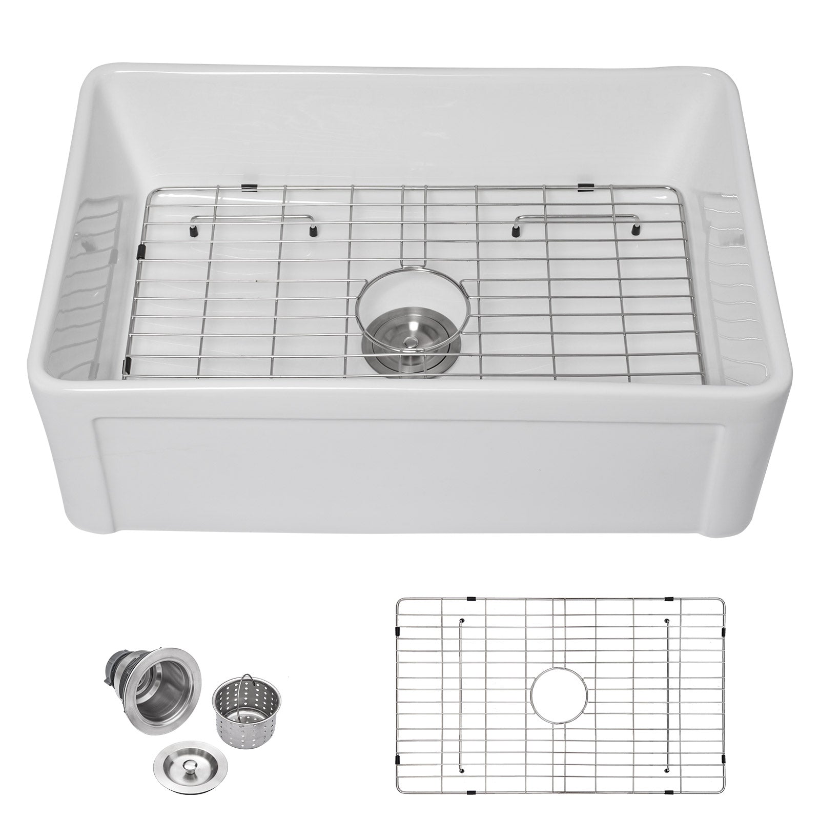 Talllor Fireclay Farmhouse Sink 30 Inch White Farmhouse Sink Apron Front Sink Country Style Barn Kitchen Sink Farmers Sink Porcelain Farm House Sink,20"x30"x10",TLAC-0032