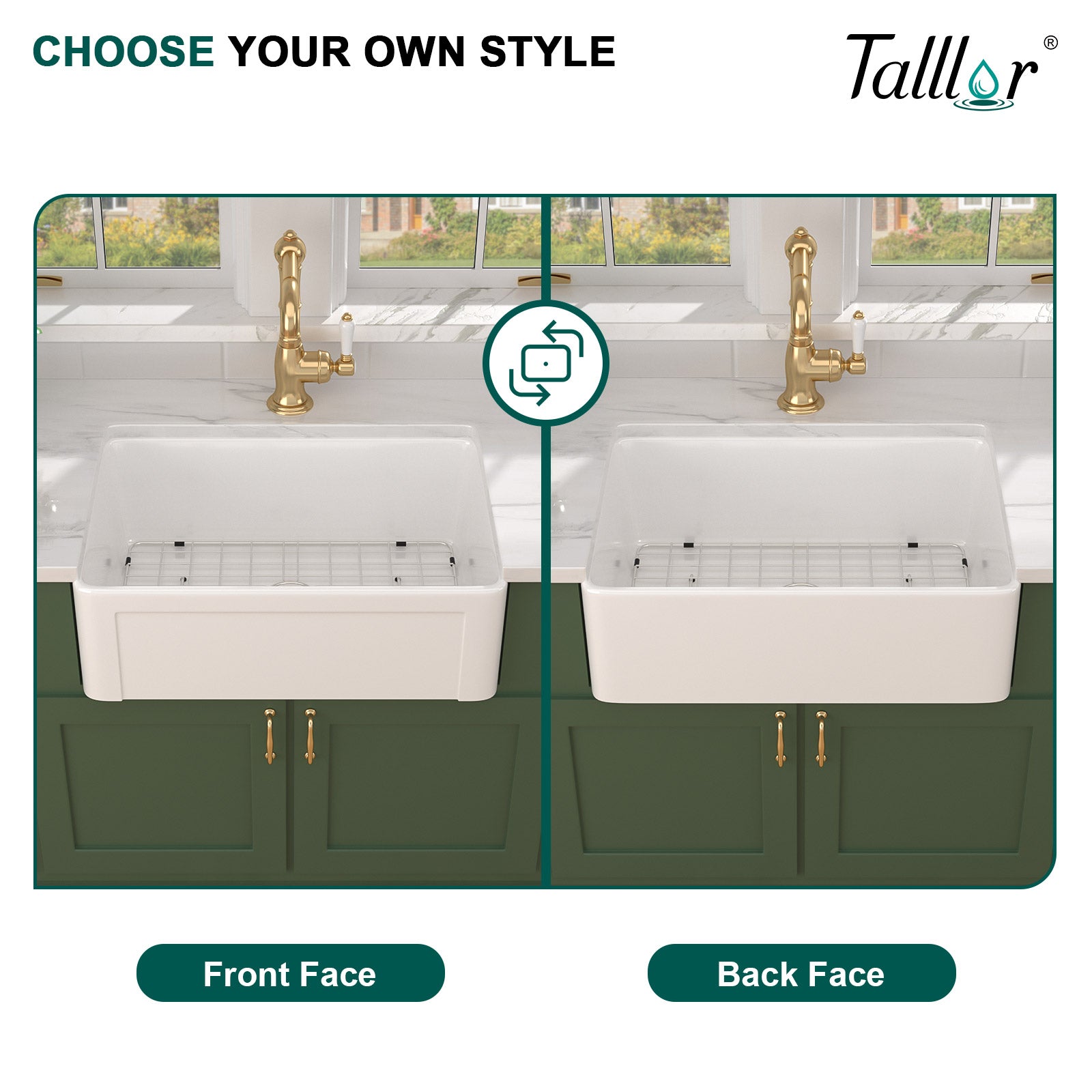 Talllor Fireclay Farmhouse Sink 30 Inch White Farmhouse Sink Apron Front Sink Country Style Barn Kitchen Sink Farmers Sink Porcelain Farm House Sink,20"x30"x10",TLAC-0032