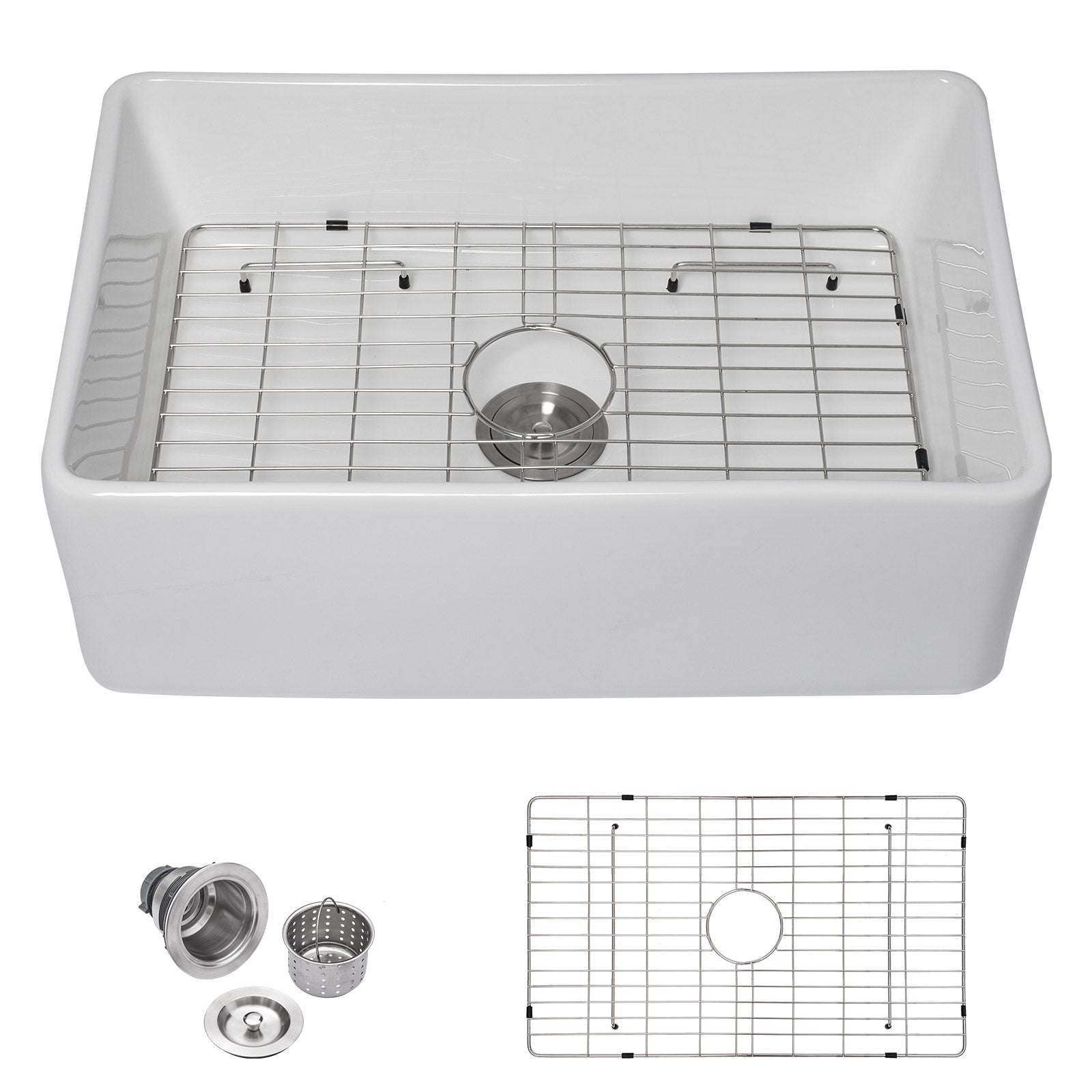 Talllor Fireclay Farmhouse Sink 30 Inch White Farmhouse Sink Apron Front Sink Country Style Barn Kitchen Sink Farmers Sink Porcelain Farm House Sink,20"x30"x9",TLAC-0031