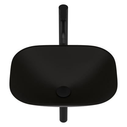 Talllor Bathroom Vessel Sink Matte Black Modern Artistic Glass Vessel Sink Above Counter Vanity Oval Bathroom Sink with Faucet and Drain Combo,18"x14",TLVS-0011