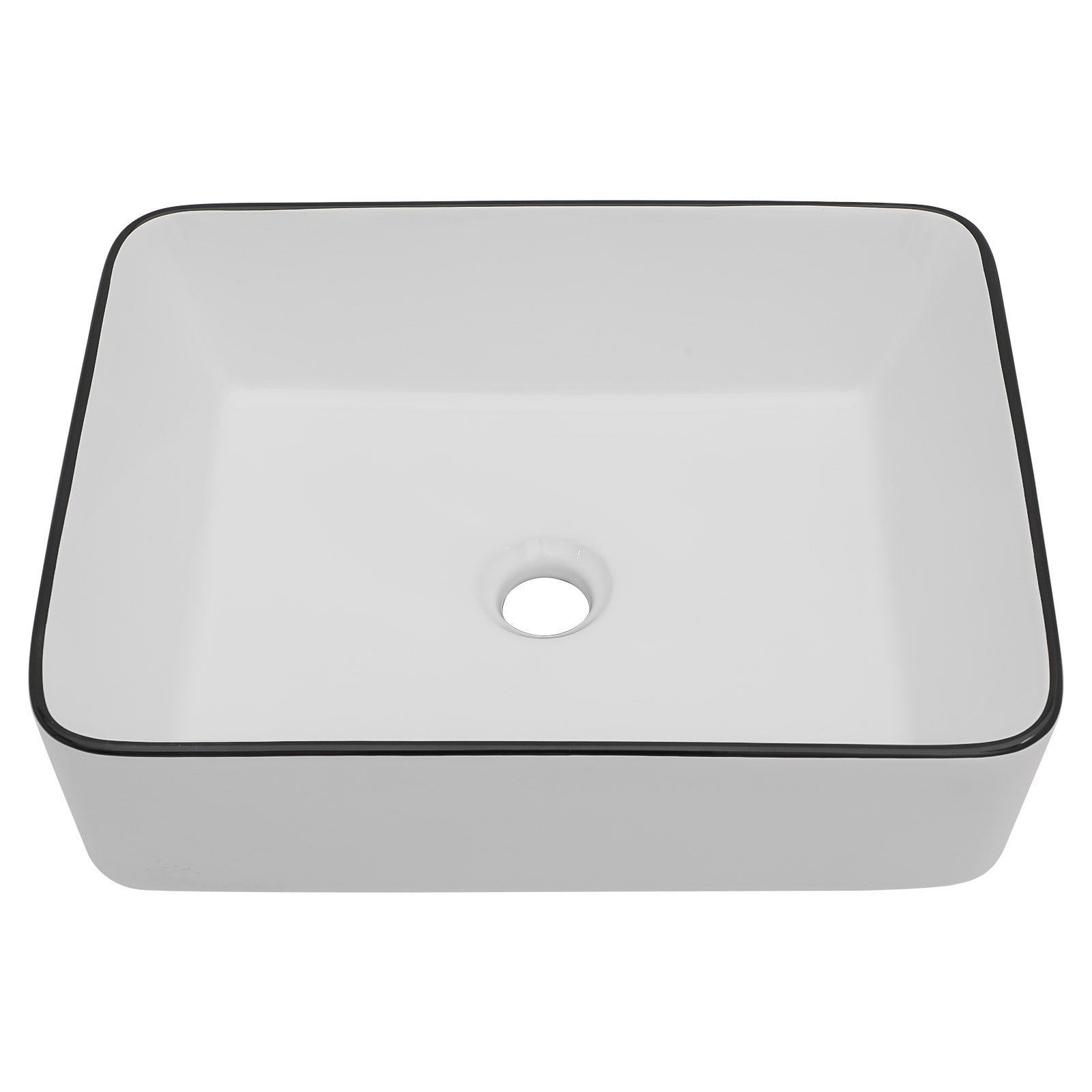 Talllor Bathroom Vessel Sinks 19 Inch White Vessel Sink with Black Rim Modern Small Bathroom Sink Above Counter Rectangular Vessel Sink Vanity Bowl Sinks for Bathroom,15"x19"x5",TLVS-0004