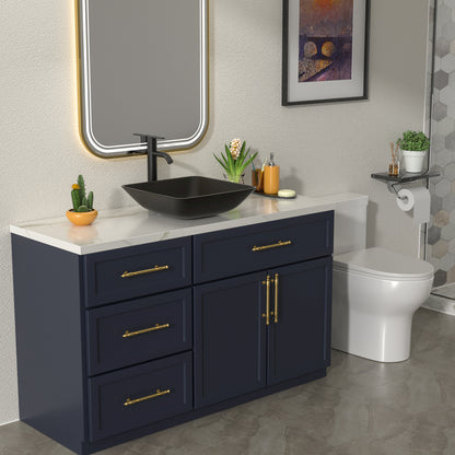 Talllor Bathroom Vessel Sink Matte Black Modern Artistic Glass Vessel Sink Above Counter Vanity Oval Bathroom Sink with Faucet and Drain Combo,16.5"x16.5",TLVS-0012