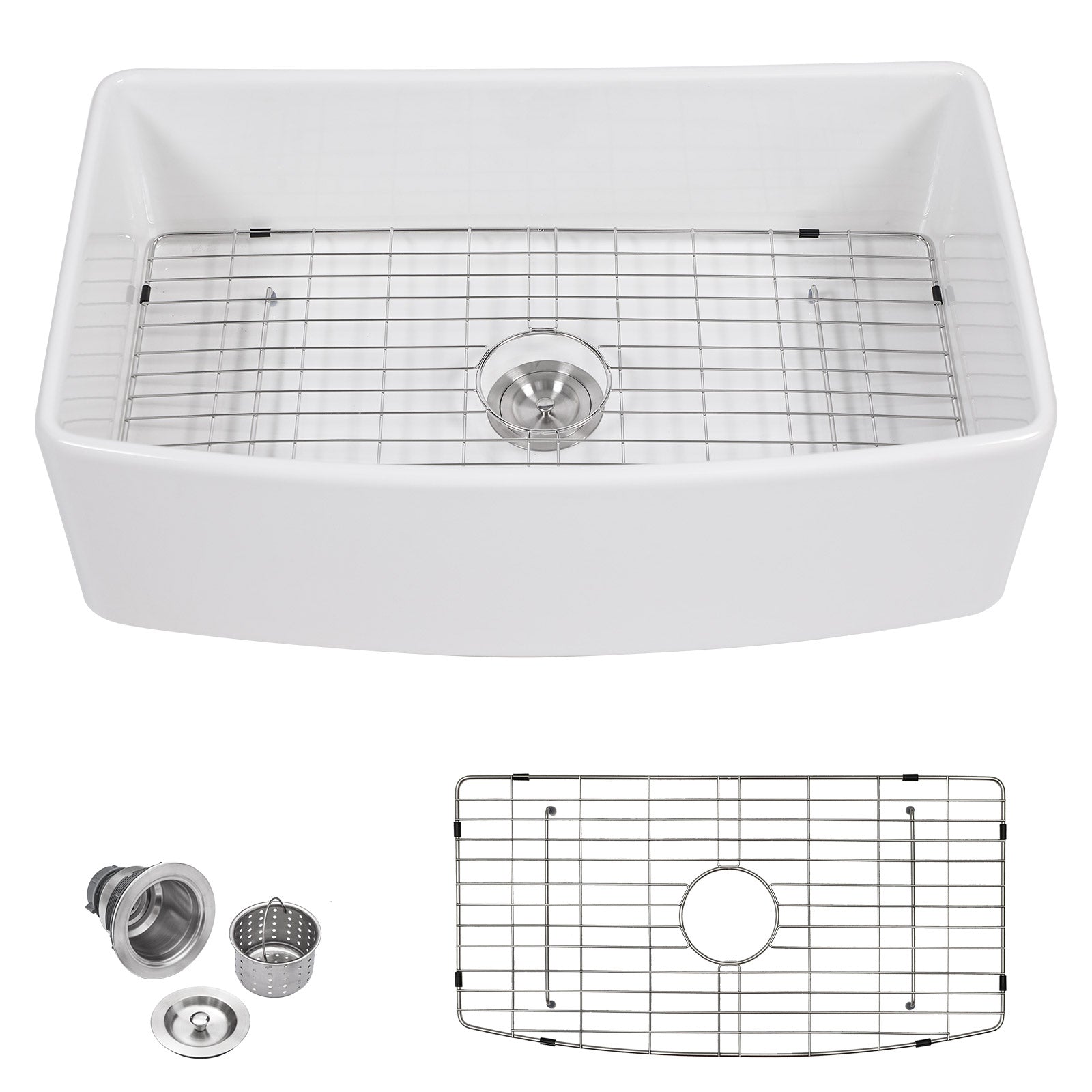 Talllor Fireclay Farmhouse Sink 33 Inch White Farmhouse Sink Apron Front Sink Country Style Barn Kitchen Sink Farmers Sink Porcelain Farm House Sink,20"x33"x10",TLAC-0040
