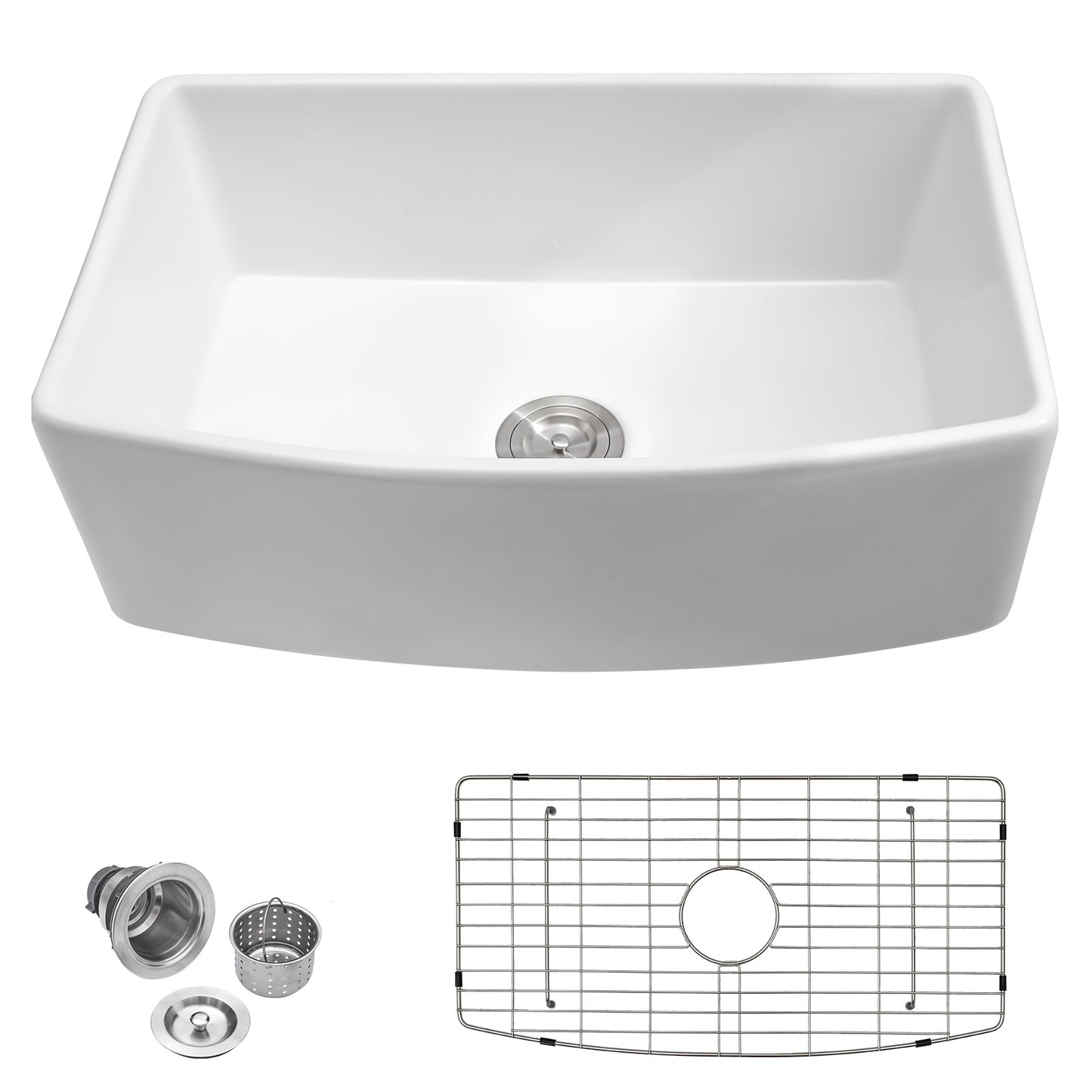 Talllor Fireclay Farmhouse Sink 30 Inch White Farmhouse Sink Apron Front Sink Country Style Barn Kitchen Sink Farmers Sink Porcelain Farm House Sink,19"x30"x10",TLAC-0033