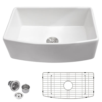 Talllor Fireclay Farmhouse Sink 30 Inch White Farmhouse Sink Apron Front Sink Country Style Barn Kitchen Sink Farmers Sink Porcelain Farm House Sink,19"x30"x10",TLAC-0033