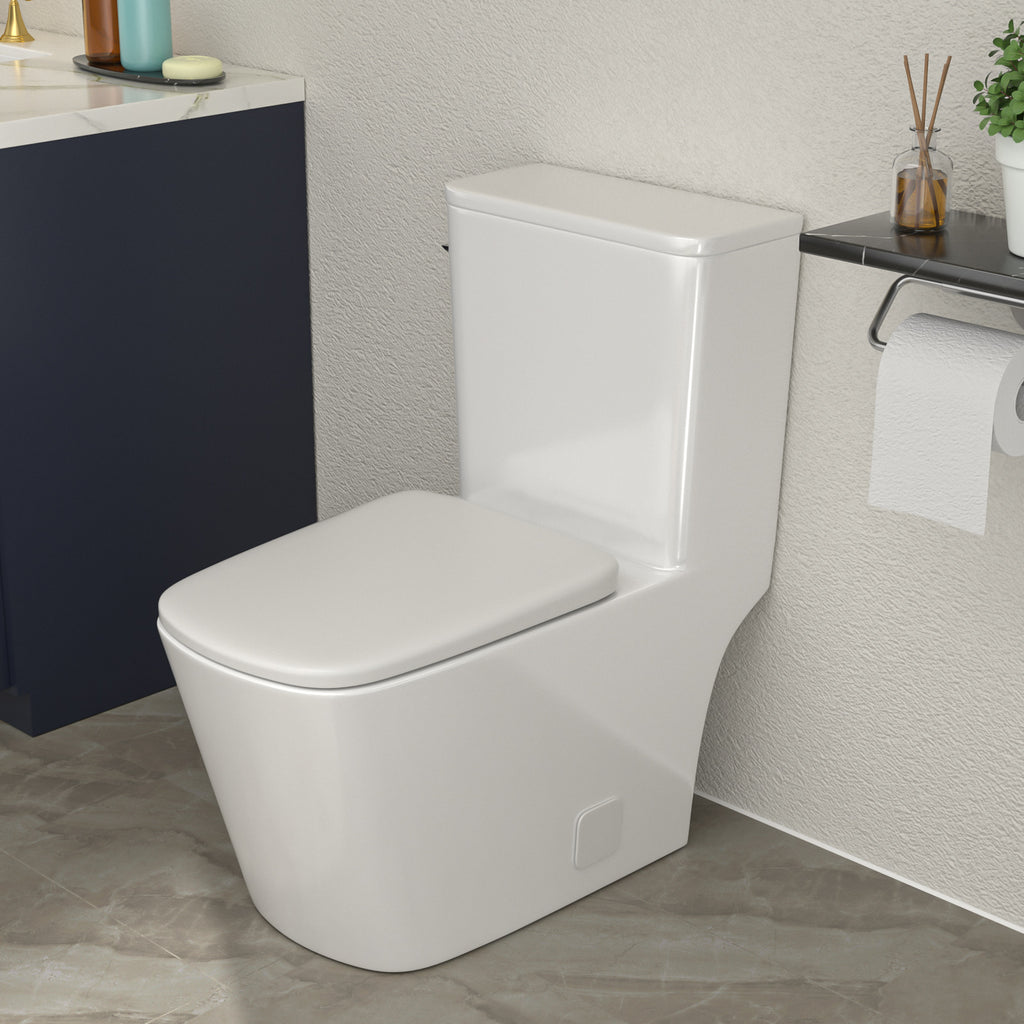 Talllor Side Lever One-Piece Toilet Tempoii TLMTC-0020 Comfort ADA Height 17 1/2 Inches Efficient Single Flush 1.28 GPF Quiet Soft Close Toilet Seat 12-Inch Rough-In White Toilets, 14"x27.2"x30.5"