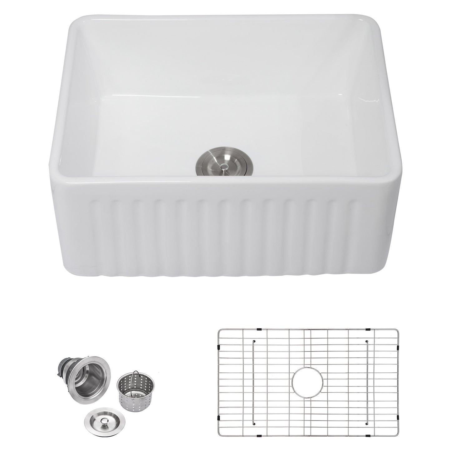 Talllor Fireclay Farmhouse Sink 24 Inch White Farmhouse Sink Apron Front Sink Country Style Barn Kitchen Sink Farmers Sink Porcelain Farm House Sink,18"x24"x10",TLAC-0030