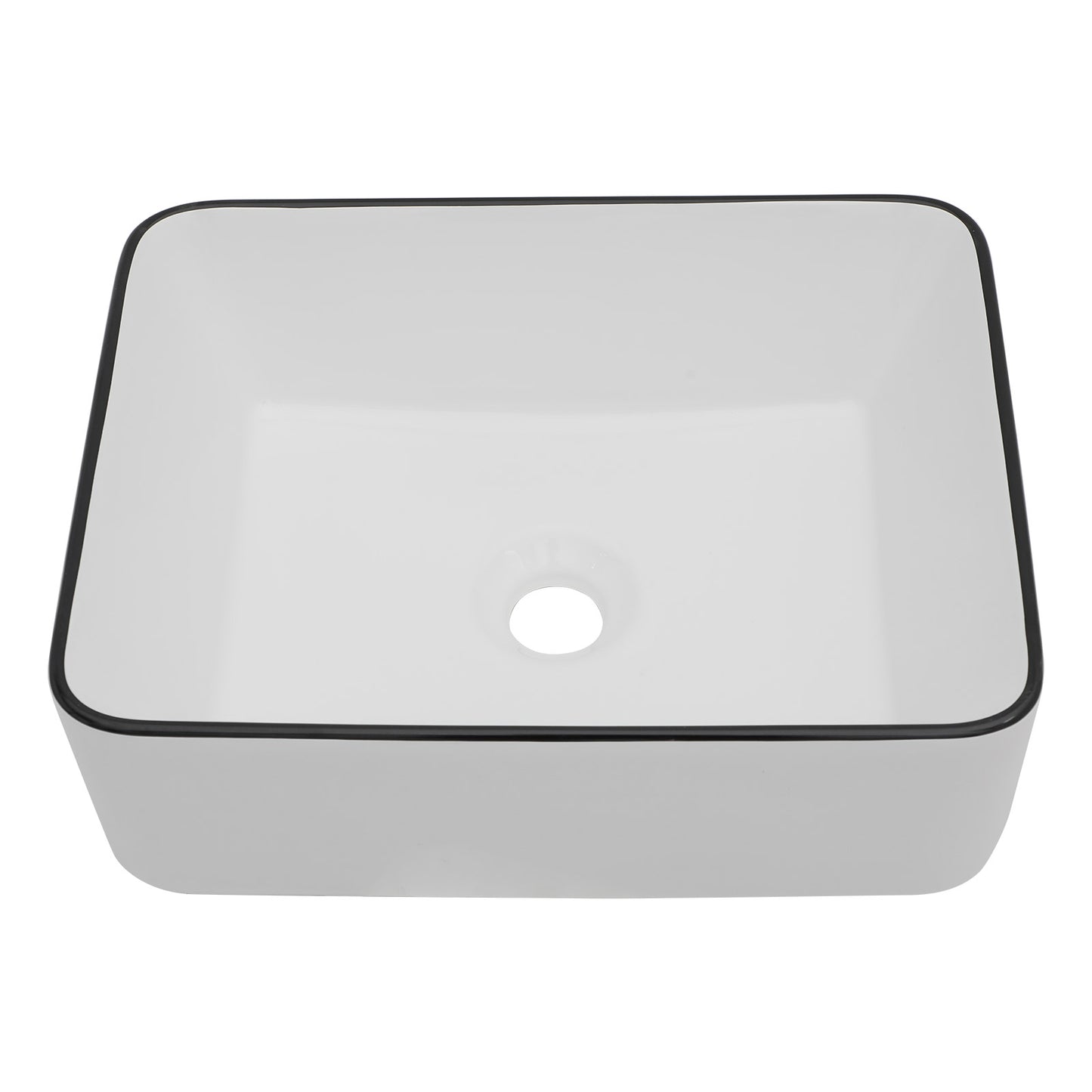 Talllor Bathroom Vessel Sinks 16 Inch White Vessel Sink with Black Rim Modern Small Bathroom Sink Above Counter Rectangular Vessel Sink Vanity Bowl Sinks for Bathroom,12"x16"x5",TLVS-0005