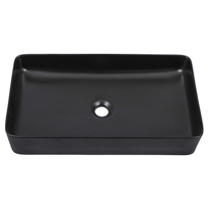 Talllor Bathroom Vessel Sinks 24 Inch Black Bathroom Sink Above Counter Rectangular Vessel Sink Vanity Bowl Sinks for Bathroom Modern Small Bathroom Sink,13.5"x24"x4.5",TLVS-0008