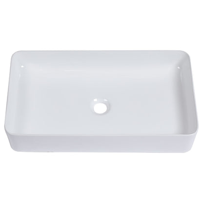Talllor Bathroom Vessel Sinks 24 Inch White Vessel Sink Modern Small Bathroom Sink Above Counter Rectangular Vessel Sink Vanity Bowl Sinks for Bathroom,13.5"x24"x4.5",TLVS-0010