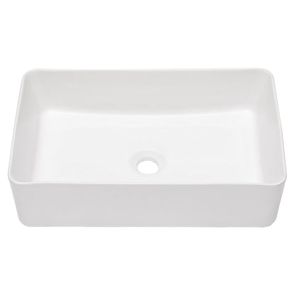 Talllor Bathroom Vessel Sinks 21 Inch White Vessel Sink Modern Small Bathroom Sink Above Counter Rectangular Vessel Sink Vanity Bowl Sinks for Bathroom,13.5"x21"x5",TLVS-0009