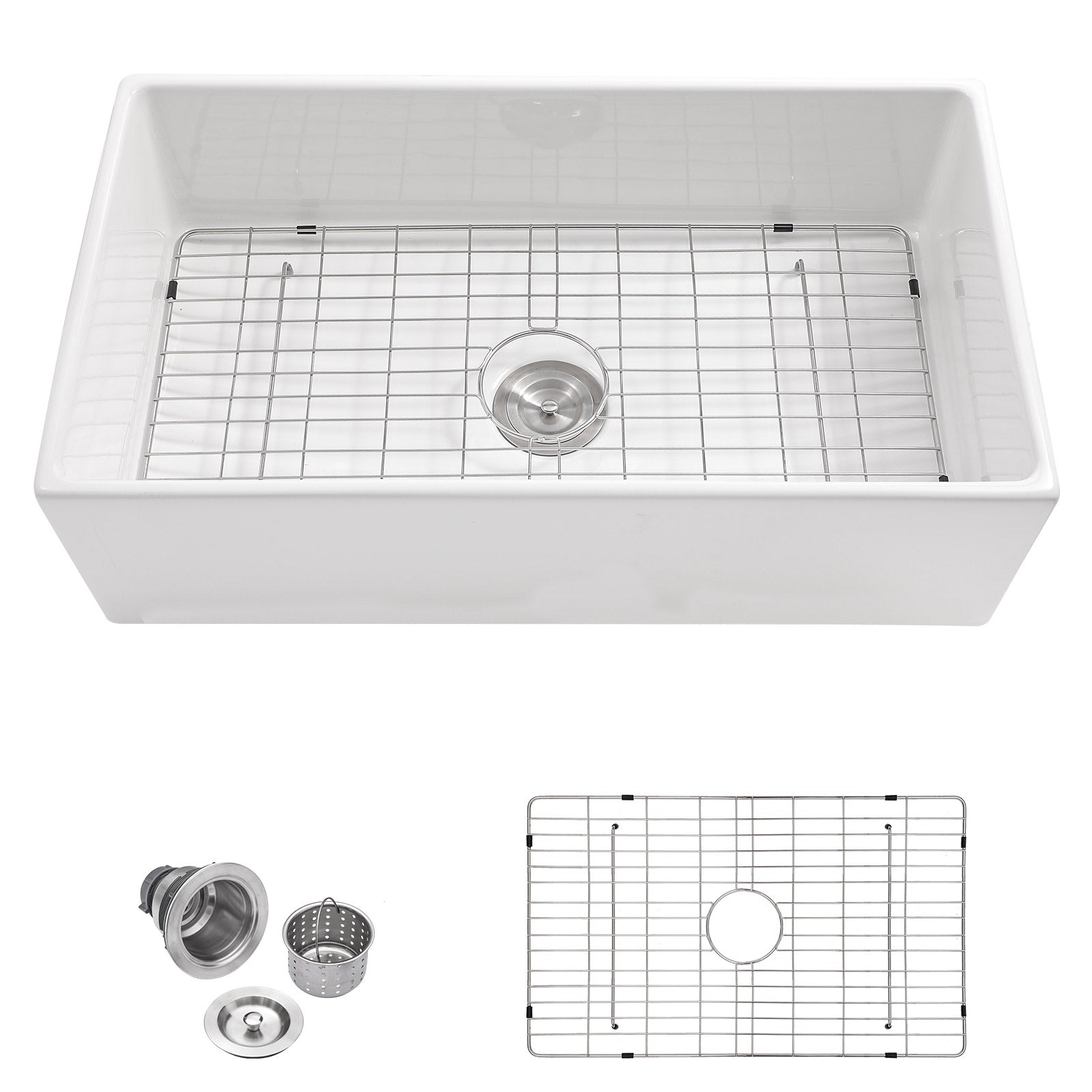 Talllor Fireclay Farmhouse Sink 33 Inch White Farmhouse Sink Apron Front Sink Country Style Barn Kitchen Sink Farmers Sink Porcelain Farm House Sink,18"x33"x10",TLAC-0046