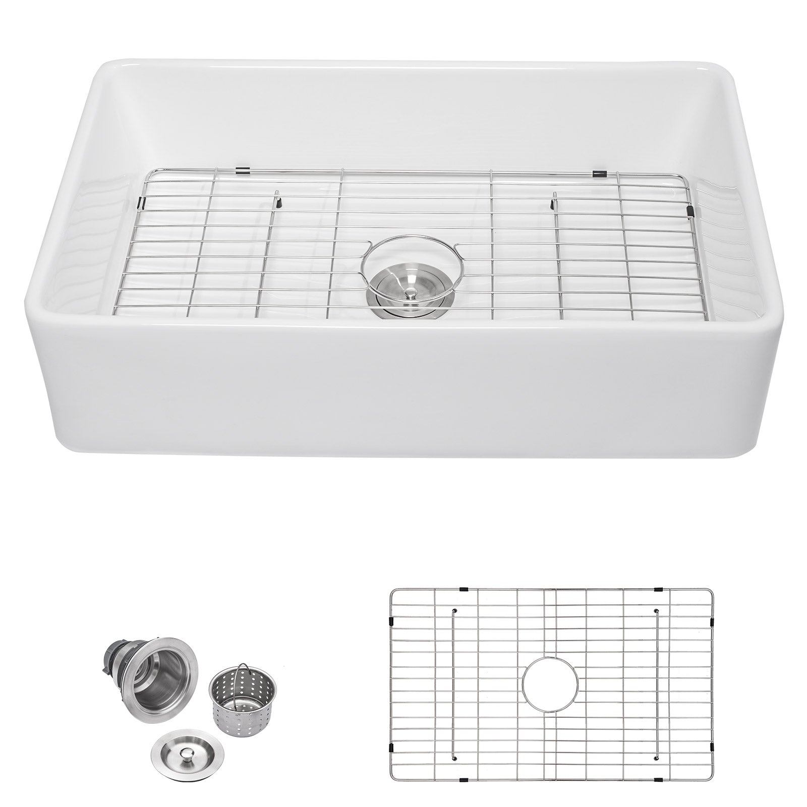 Talllor Fireclay Farmhouse Sink 33 Inch White Farmhouse Sink Apron Front Sink Country Style Barn Kitchen Sink Farmers Sink Porcelain Farm House Sink,20"x33"x9",TLAC-0035
