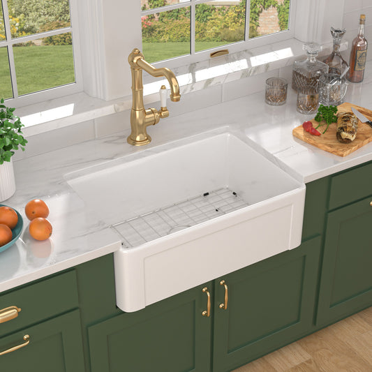 Talllor Fireclay Farmhouse Sink 30 Inch White Farmhouse Sink Apron Front Sink Country Style Barn Kitchen Sink Farmers Sink Porcelain Farm House Sink,20"x30"x10",TLAC-0032