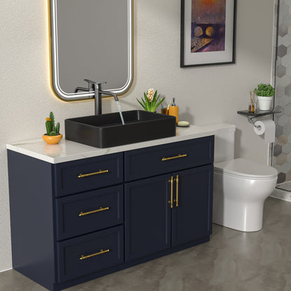 Talllor Bathroom Vessel Sinks 24 Inch Black Bathroom Sink Above Counter Rectangular Vessel Sink Vanity Bowl Sinks for Bathroom Modern Small Bathroom Sink,16"x24"x5",TLVS-0007