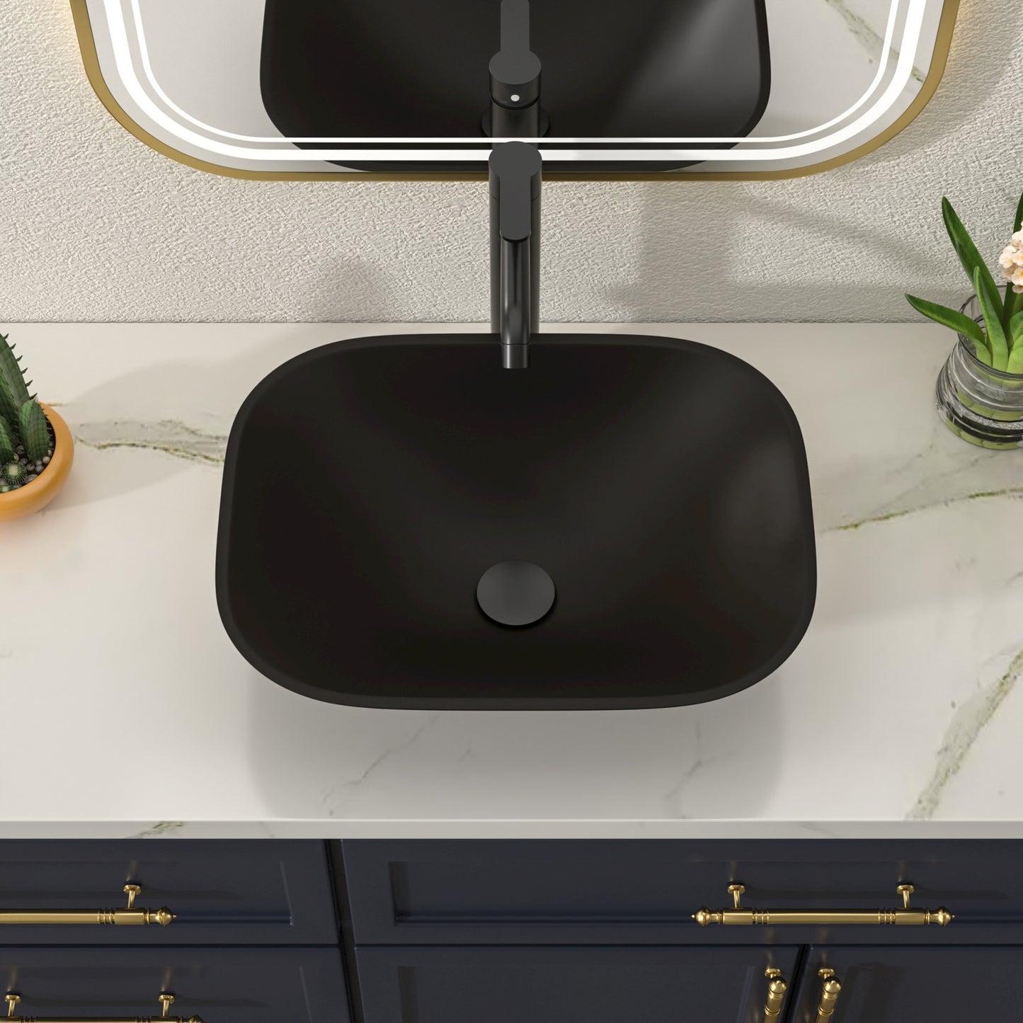 Talllor Bathroom Vessel Sink Matte Black Modern Artistic Glass Vessel Sink Above Counter Vanity Oval Bathroom Sink with Faucet and Drain Combo,18"x14",TLVS-0011