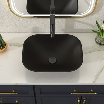 Talllor Bathroom Vessel Sink Matte Black Modern Artistic Glass Vessel Sink Above Counter Vanity Oval Bathroom Sink with Faucet and Drain Combo,18"x14",TLVS-0011