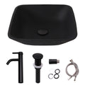 Talllor Bathroom Vessel Sink Matte Black Modern Artistic Glass Vessel Sink Above Counter Vanity Oval Bathroom Sink with Faucet and Drain Combo,16.5"x16.5",TLVS-0012