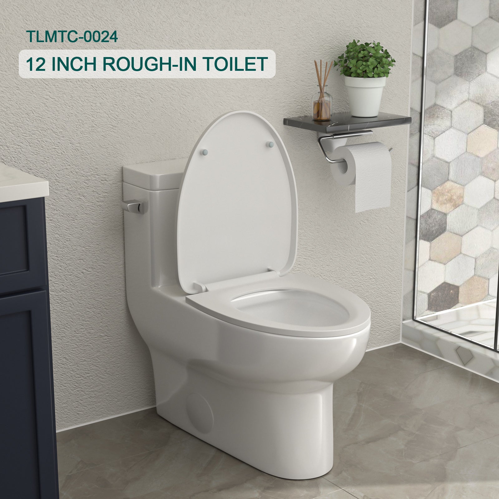 Talllor Side Lever One-Piece Toilet Tempoii TLMTC-0024 Quiet Soft Close Toilet Seat Single Flush Design Water-Efficient 1.28 GPF 12-Inch Rough-In Comfort ADA Height 15 3/5 Inch Toilets, 14"x28.4"x28"
