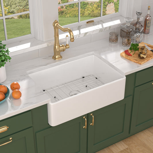 Talllor Fireclay Farmhouse Sink 30 Inch White Farmhouse Sink Apron Front Sink Country Style Barn Kitchen Sink Farmers Sink Porcelain Farm House Sink,20"x30"x9",TLAC-0031