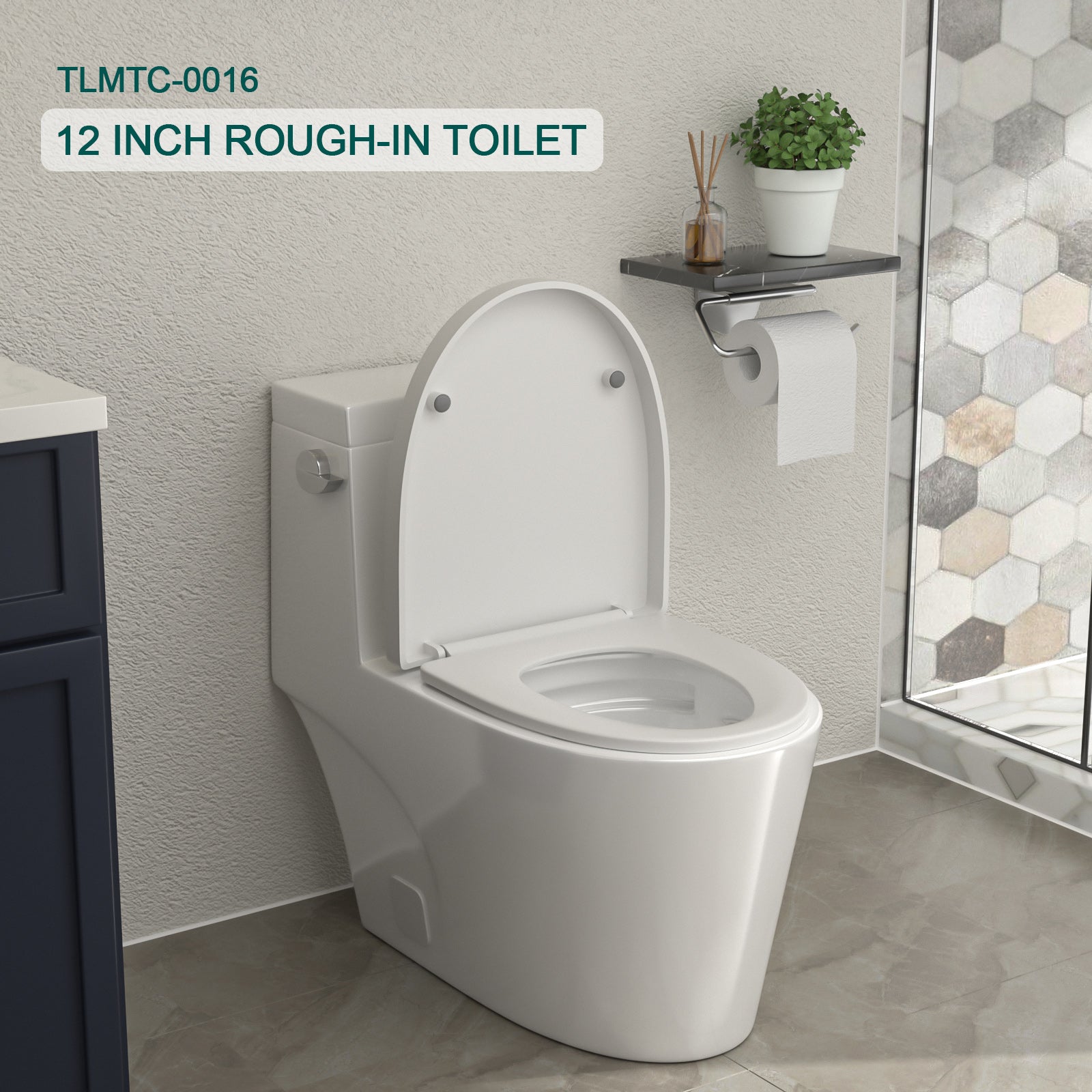 Talllor Side Lever One-Piece Toilet Tempoii TLMTC-0016 Comfort ADA Height 17 3/10 Inch Efficient Single Flush 1.28 GPF Quiet Soft Close Toilet Seat 12-Inch Rough-In Sleek White Toilets,15.6"x28"x28"