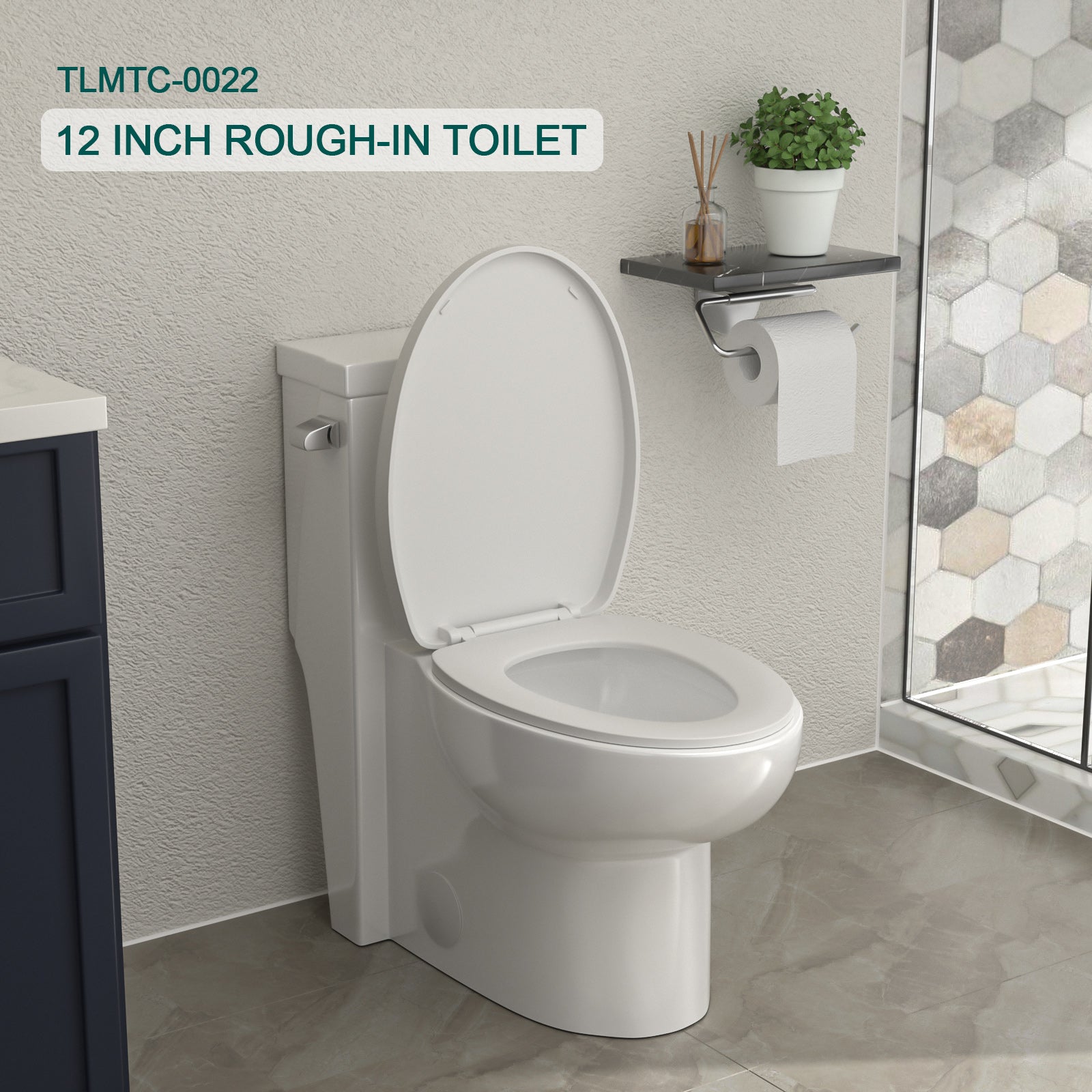 Talllor Side Lever One-Piece Toilet Tempoii TLMTC-0022 Soft Close Toilet Seat Single Flush Efficient 1.28 GPF 12-Inch Rough-In White Comfort Height 15 9/16 Inches ADA Toilet, 14.5"x27.5"x29.25"