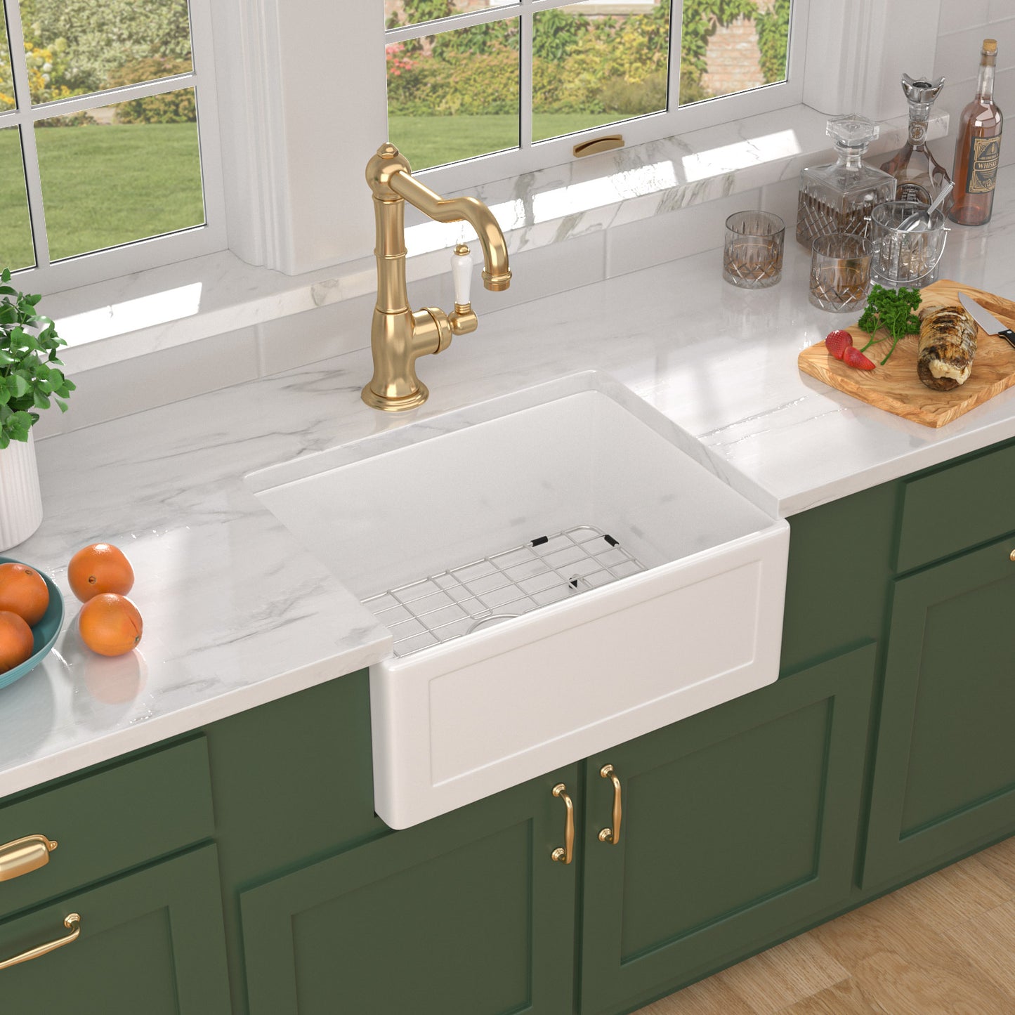 Talllor Fireclay Farmhouse Sink 24 Inch White Farmhouse Sink Apron Front Sink Country Style Barn Kitchen Sink Farmers Sink Porcelain Farm House Sink,18"x24"x10",TLAC-0030