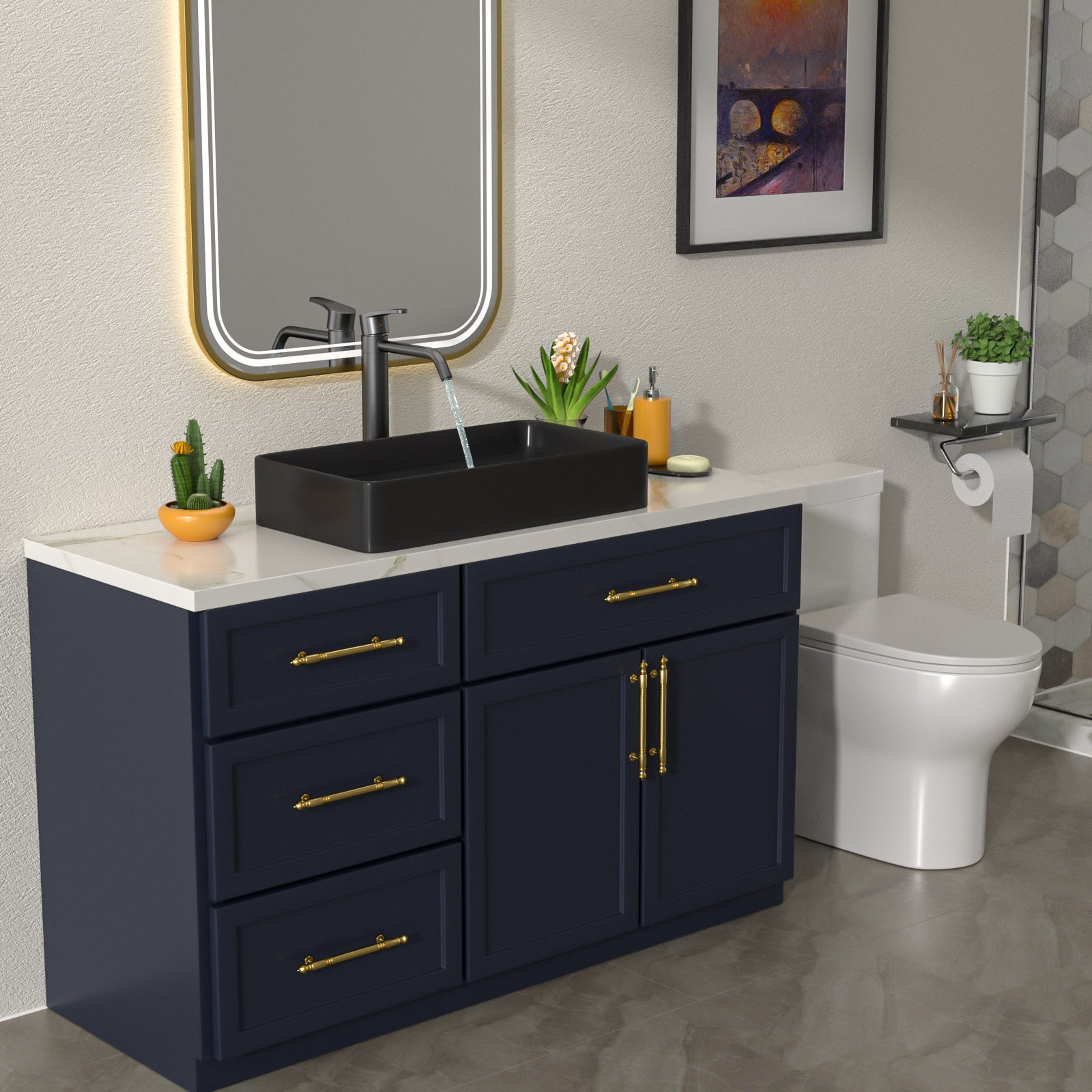 Talllor Bathroom Vessel Sinks 24 Inch Black Bathroom Sink Above Counter Rectangular Vessel Sink Vanity Bowl Sinks for Bathroom Modern Small Bathroom Sink,13.5"x24"x4.5",TLVS-0008