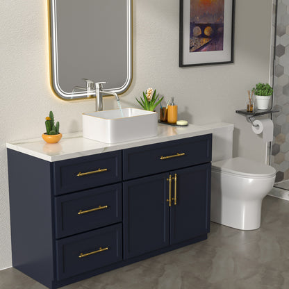 Talllor Bathroom Vessel Sinks 16 Inch White Vessel Sink with Gold Rim Modern Small Bathroom Sink Above Counter Rectangular Vessel Sink Vanity Bowl Sinks for Bathroom,12"x16"x5",TLVS-0003