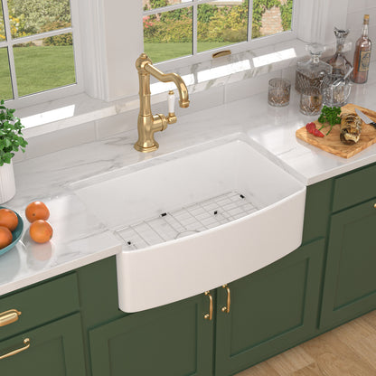Talllor Fireclay Farmhouse Sink 30 Inch White Farmhouse Sink Apron Front Sink Country Style Barn Kitchen Sink Farmers Sink Porcelain Farm House Sink,19"x30"x10",TLAC-0033