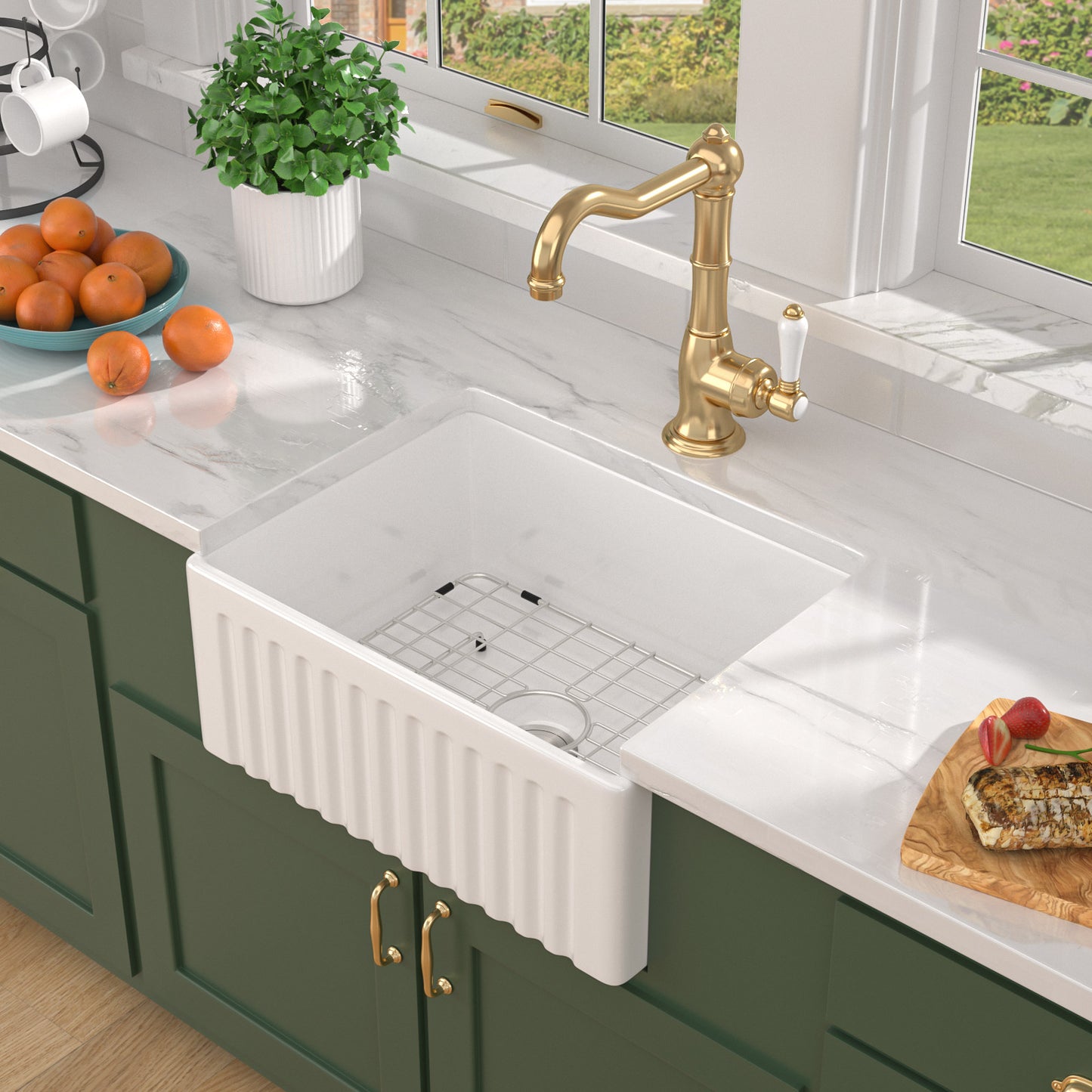 Talllor Fireclay Farmhouse Sink 24 Inch White Farmhouse Sink Apron Front Sink Country Style Barn Kitchen Sink Farmers Sink Porcelain Farm House Sink,18"x24"x10",TLAC-0030