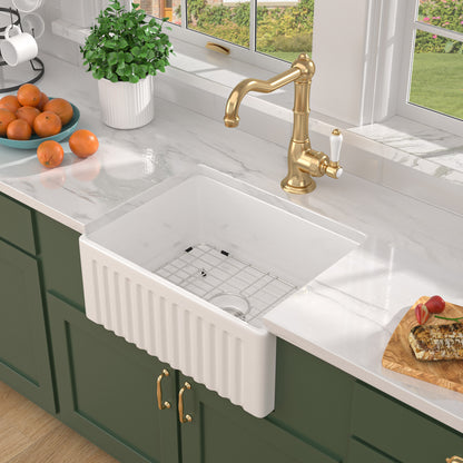 Talllor Fireclay Farmhouse Sink 24 Inch White Farmhouse Sink Apron Front Sink Country Style Barn Kitchen Sink Farmers Sink Porcelain Farm House Sink,18"x24"x10",TLAC-0030