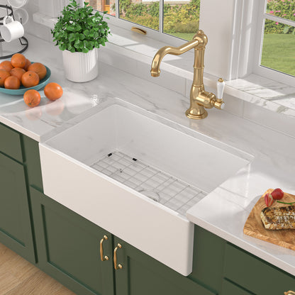 Talllor Fireclay Farmhouse Sink 30 Inch White Farmhouse Sink Apron Front Sink Country Style Barn Kitchen Sink Farmers Sink Porcelain Farm House Sink,18"x30"x10",TLAC-0045