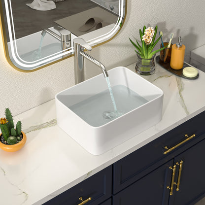 Talllor Bathroom Vessel Sinks 16 Inch White Vessel Sink Modern Small Bathroom Sink Above Counter Rectangular Vessel Sink Vanity Bowl Sinks for Bathroom,12"x16"x5",TLVS-0002