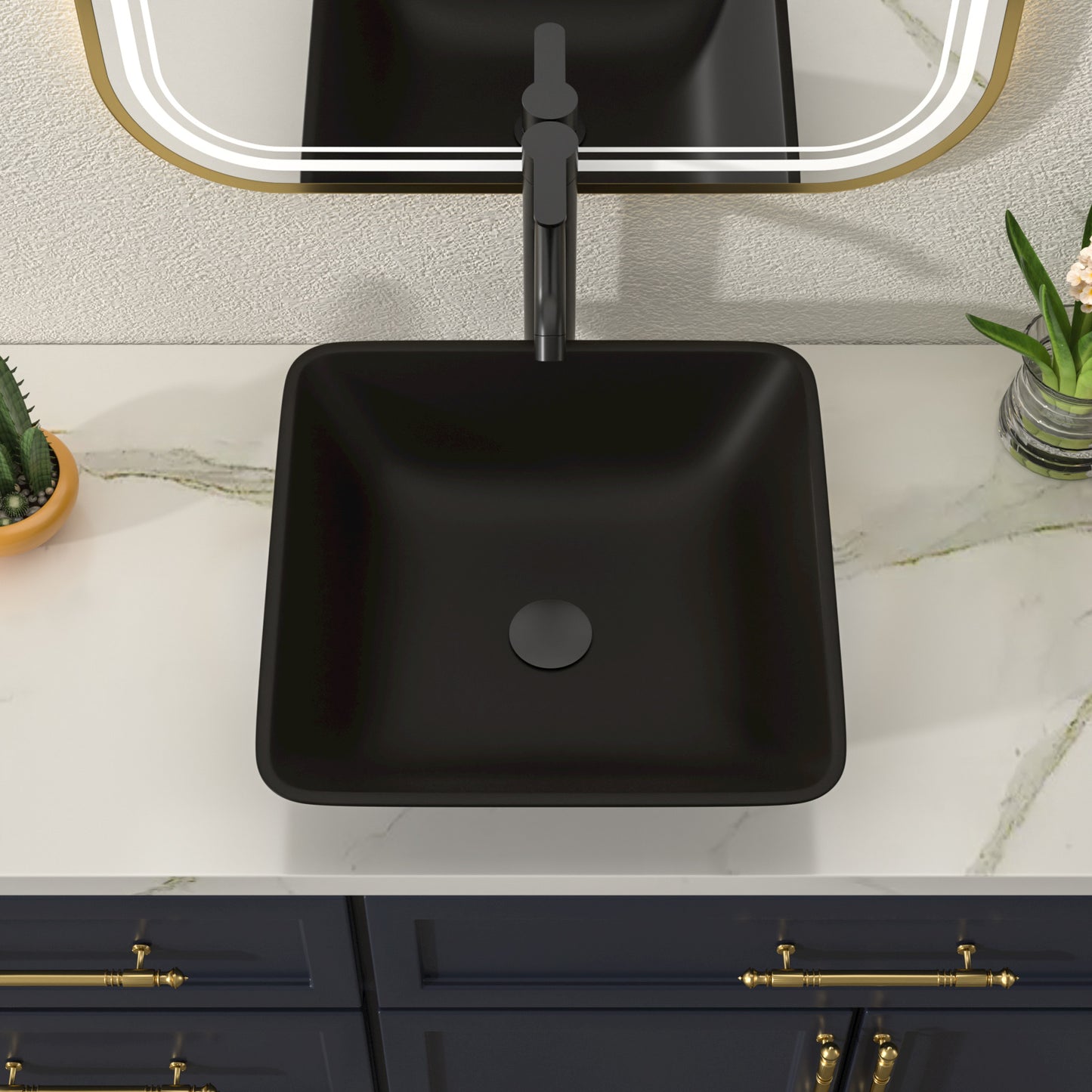 Talllor Bathroom Vessel Sink Matte Black Modern Artistic Glass Vessel Sink Above Counter Vanity Oval Bathroom Sink with Faucet and Drain Combo,16.5"x16.5",TLVS-0012