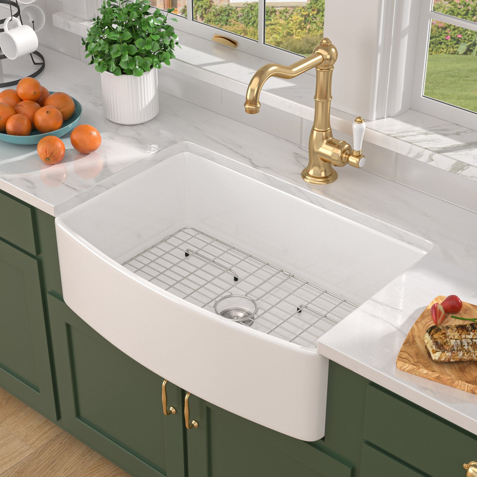 Talllor Fireclay Farmhouse Sink 33 Inch White Farmhouse Sink Apron Front Sink Country Style Barn Kitchen Sink Farmers Sink Porcelain Farm House Sink,20"x33"x10",TLAC-0040