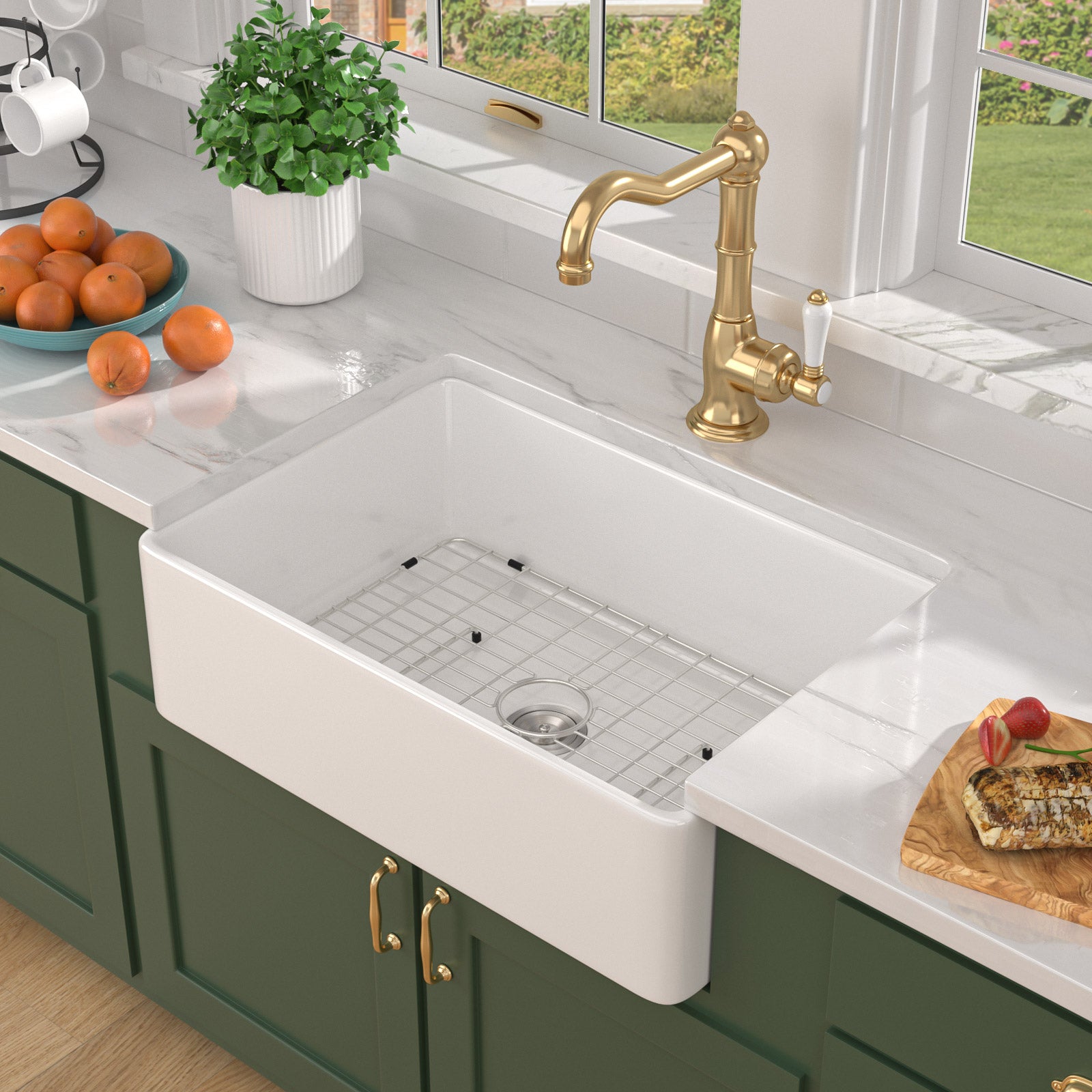 Talllor Fireclay Farmhouse Sink 30 Inch White Farmhouse Sink Apron Front Sink Country Style Barn Kitchen Sink Farmers Sink Porcelain Farm House Sink,20"x30"x9",TLAC-0031