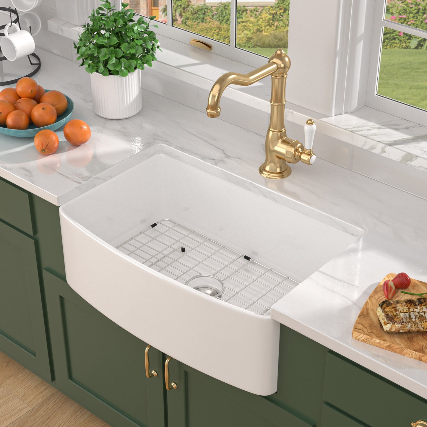 Talllor Fireclay Farmhouse Sink 30 Inch White Farmhouse Sink Apron Front Sink Country Style Barn Kitchen Sink Farmers Sink Porcelain Farm House Sink,19"x30"x10",TLAC-0033