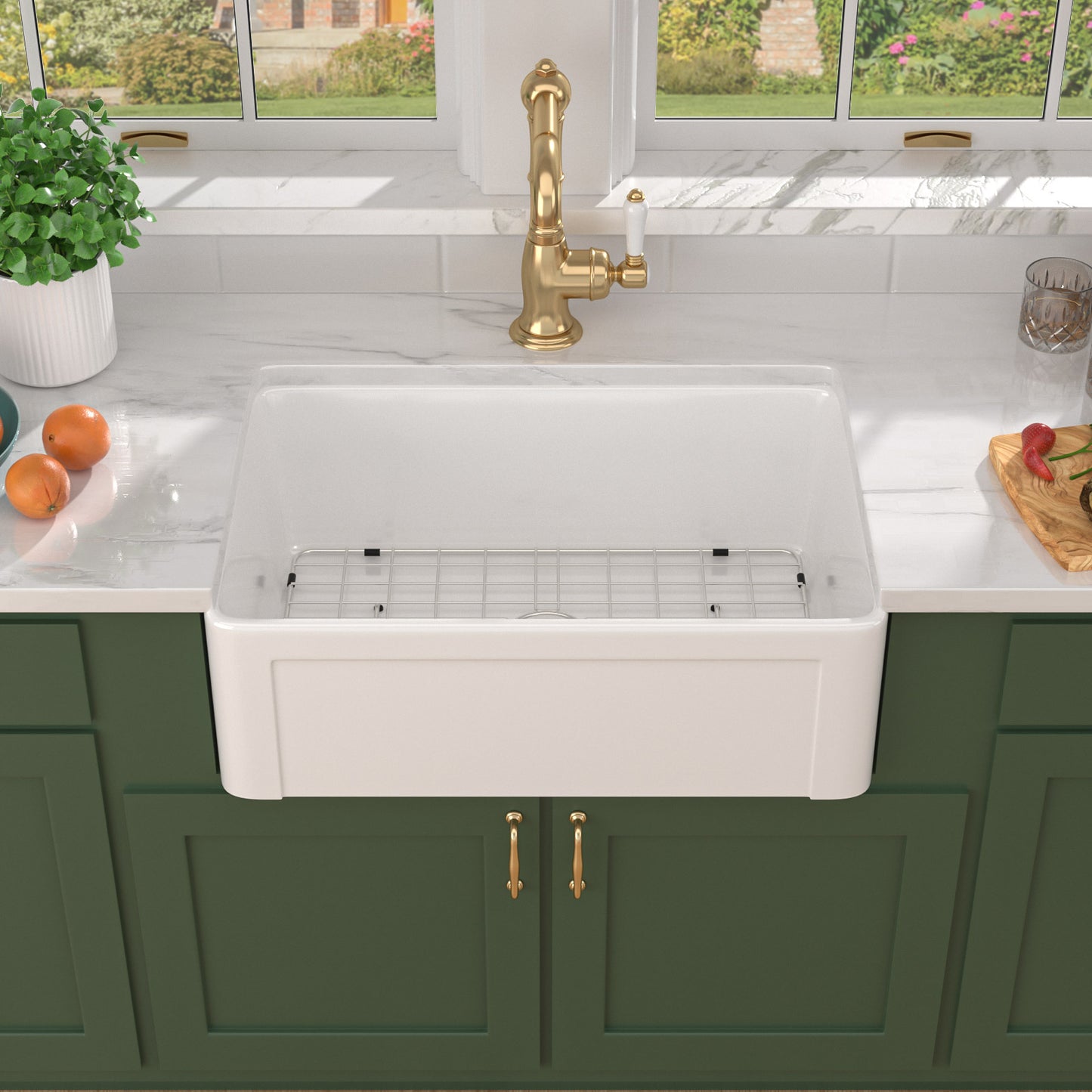 Talllor Fireclay Farmhouse Sink 30 Inch White Farmhouse Sink Apron Front Sink Country Style Barn Kitchen Sink Farmers Sink Porcelain Farm House Sink,20"x30"x10",TLAC-0032